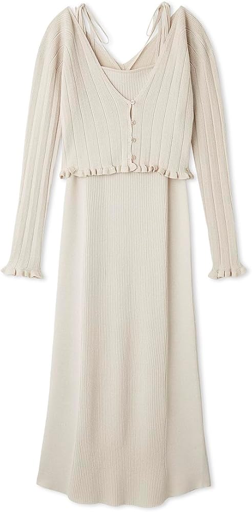 FRAYID 2025SS新作 新品　ベアキャミワンピース&カーデアンサンブル Amazon.co.jp: ベアキャミワンピ＆カーデアンサンブル FWNO251089BEGF